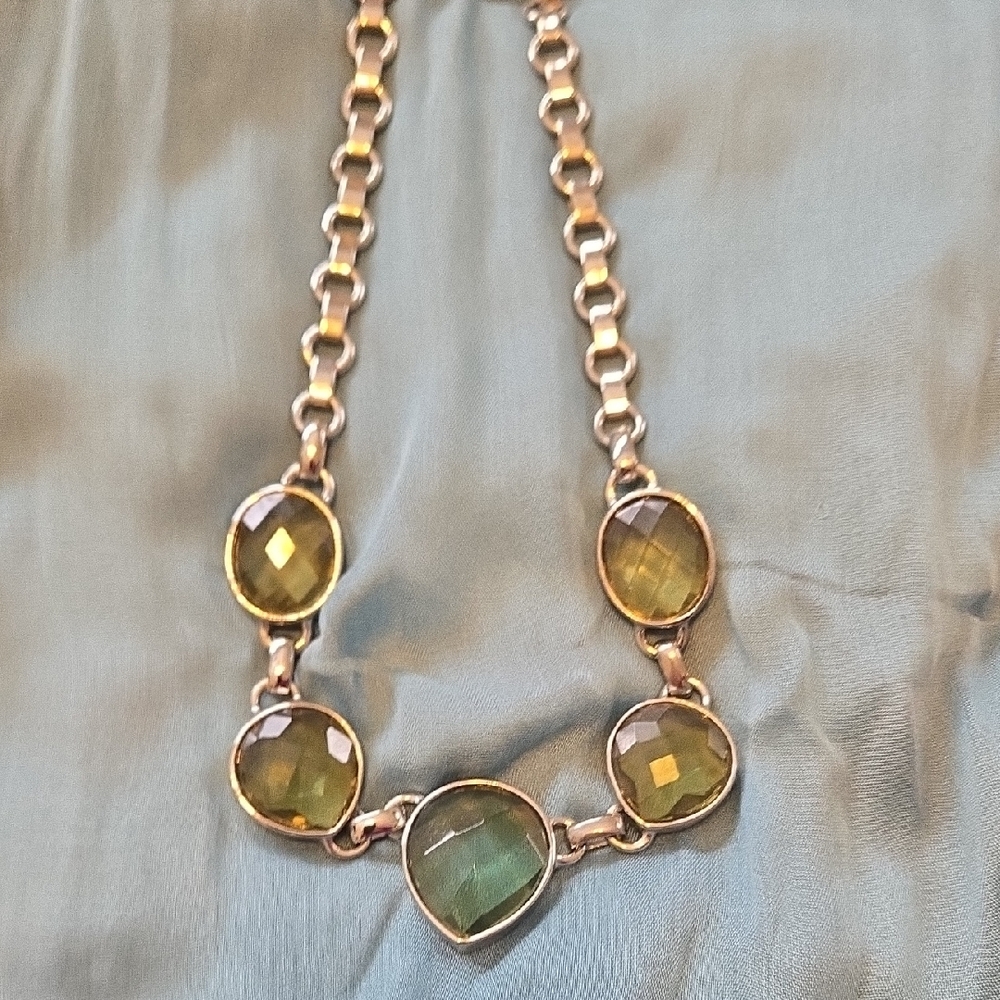 Kenneth Cole Elegant Silver and Green Necklace